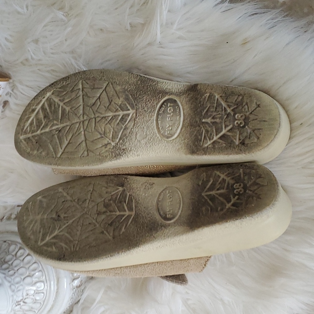 Fly Flot anatomic anti shock comfort mules sandals gold size 8 - Picture 8 of 16